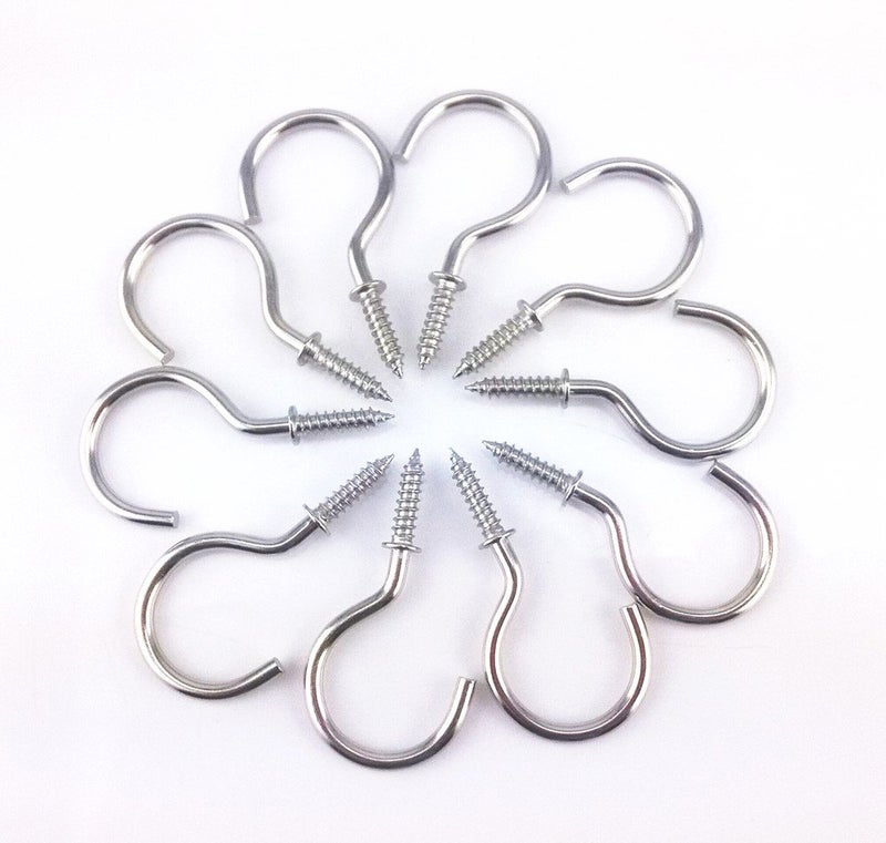 Yueton 50pcs Metal Screw-in Ceiling Hooks Cup Hooks (Nickel) - Image 2
